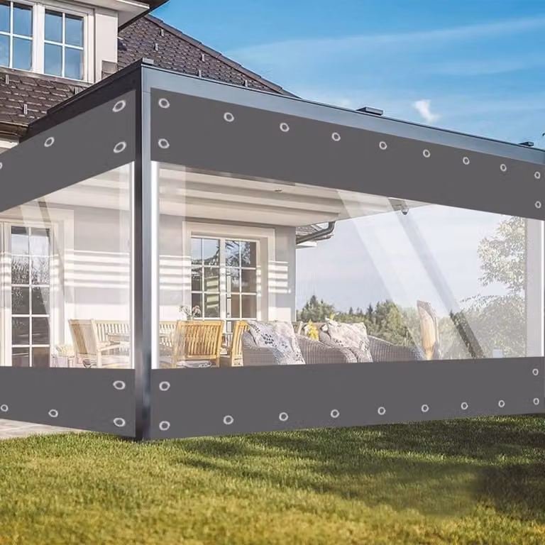 Tenda da esterno resistente alle intemperie, con occhielli, trasparente, grigia, 650g/m², dimensioni 300x300 cm, confezione da 1