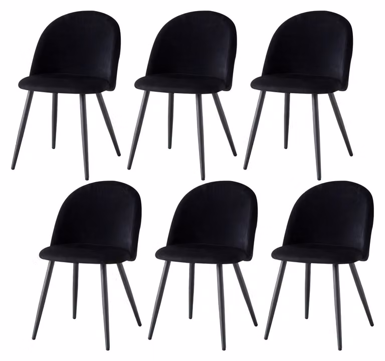 Sedie da pranzo - Sedie in velluto - Sedie - Struttura in metallo - Set da 6 - Comfort ergonomico