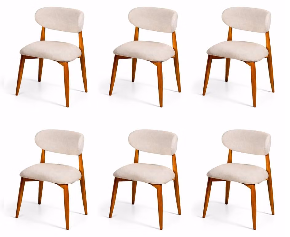 6 sedie, stile moderno, colore beige e marrone, imbottite, confortevoli, versatili, nuove