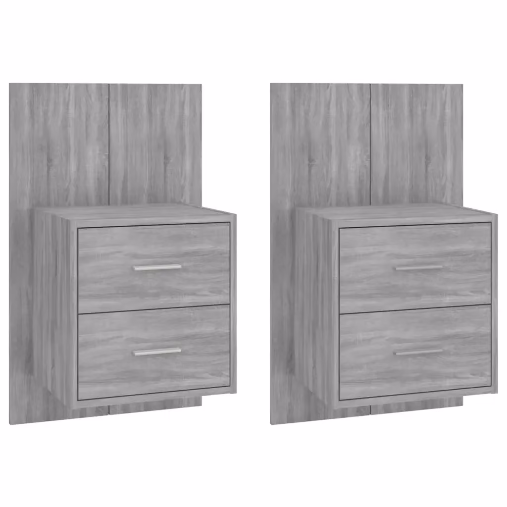 Set di 2 comodini sospesi vidaXL in legno grigio opaco per camera da letto – 2
