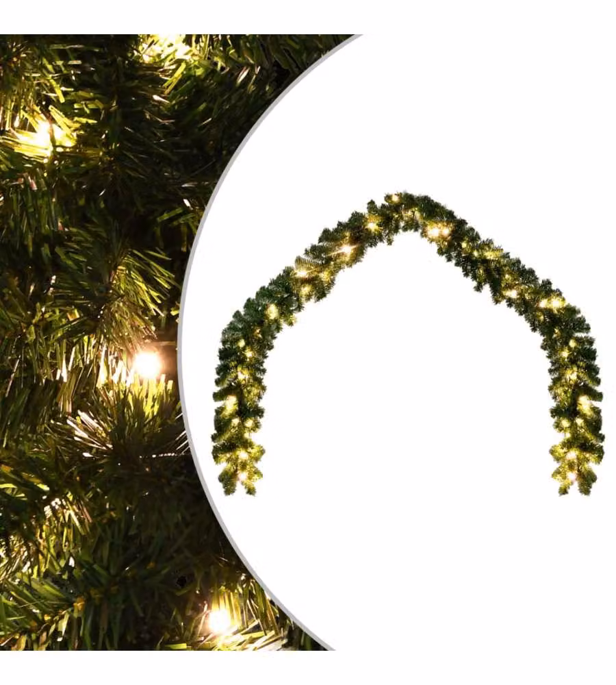 Ghirlanda Natalizia vidaXL Verde con Luci LED Bianco Caldo da 10 m – 2
