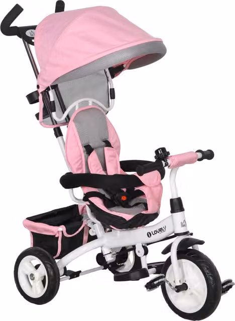 Triciclo 6 in 1 Zephmum per bambini con maniglione e cintura di sicurezza, Rosa, 1-5 anni – 1