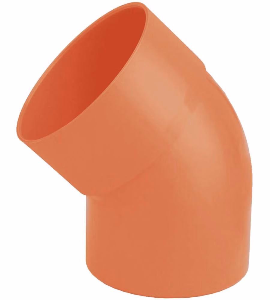 Curva 45° PVC Arancione d. 100 mm per Gronda - Raccordo per Acqua Piovana