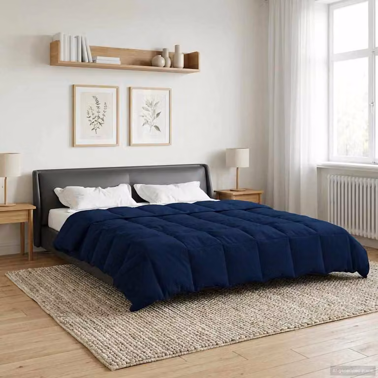 Piumino estivo traspirante e reversibile vidaXL in microfibra blu, L: 240 cm, P: 220 cm