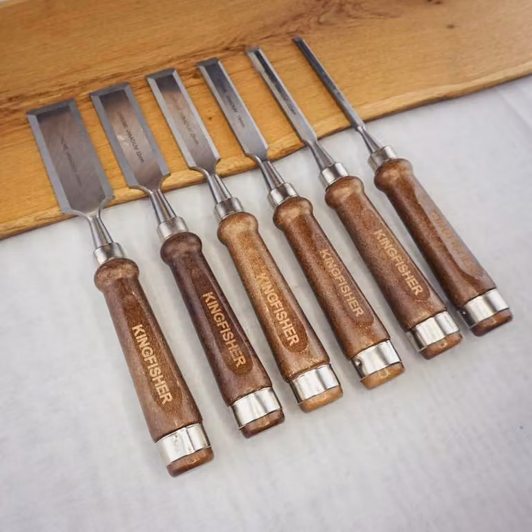 Set di scalpelli, 6 pezzi, utensile da taglio con borsa in tessuto pratica e appendibile, borsa per la conservazione, per principianti e professionisti, per la lavorazione del legno, scalpelli