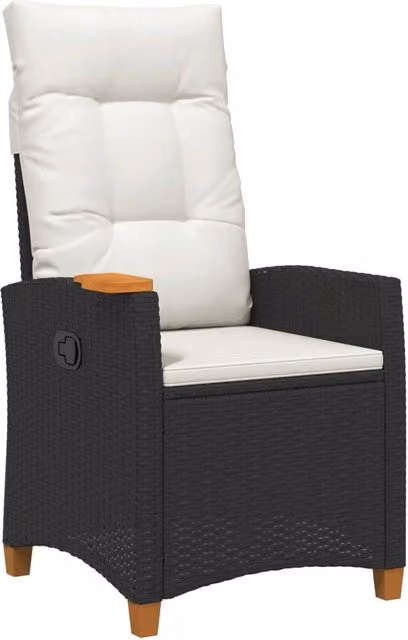 Poltrona reclinabile con tavolino in rattan e metallo CFW1558313 L: 62 cm, P: 64 cm, H: 112 cm