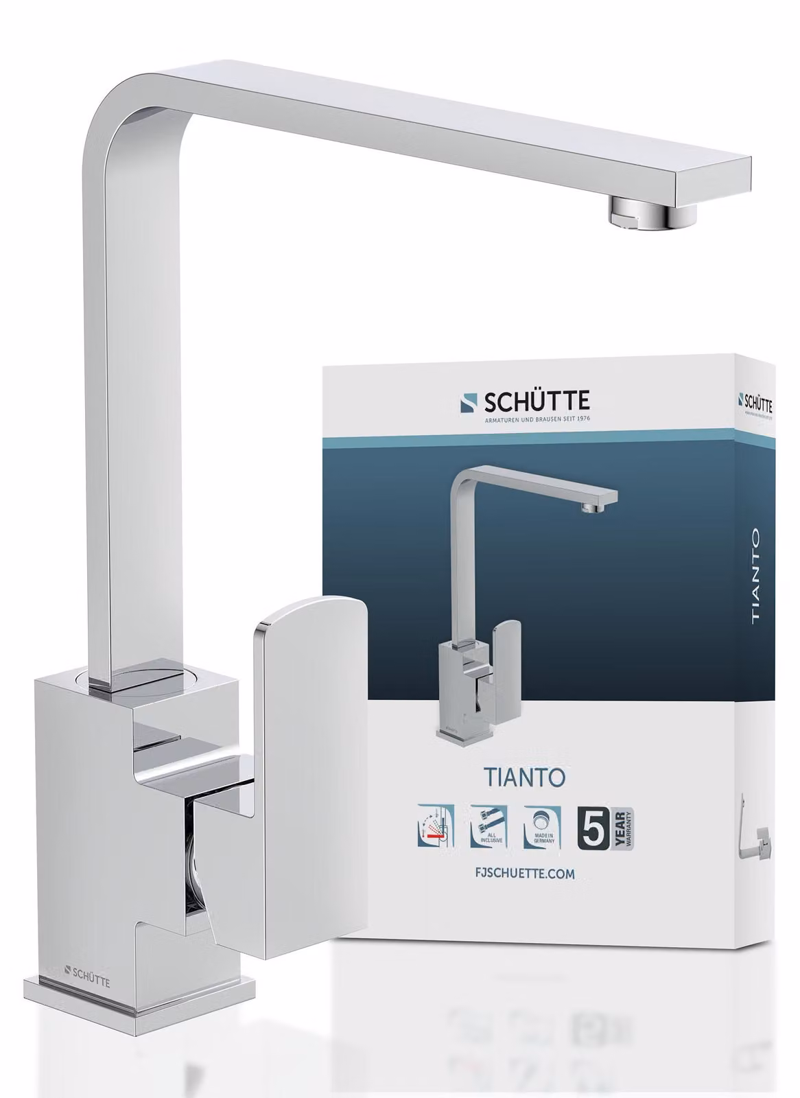 Rubinetto da cucina SCHÜTTE TIANTO, rubinetto da cucina orientabile a 360°, miscelatore da cucina, rubinetto per lavello in cromo
