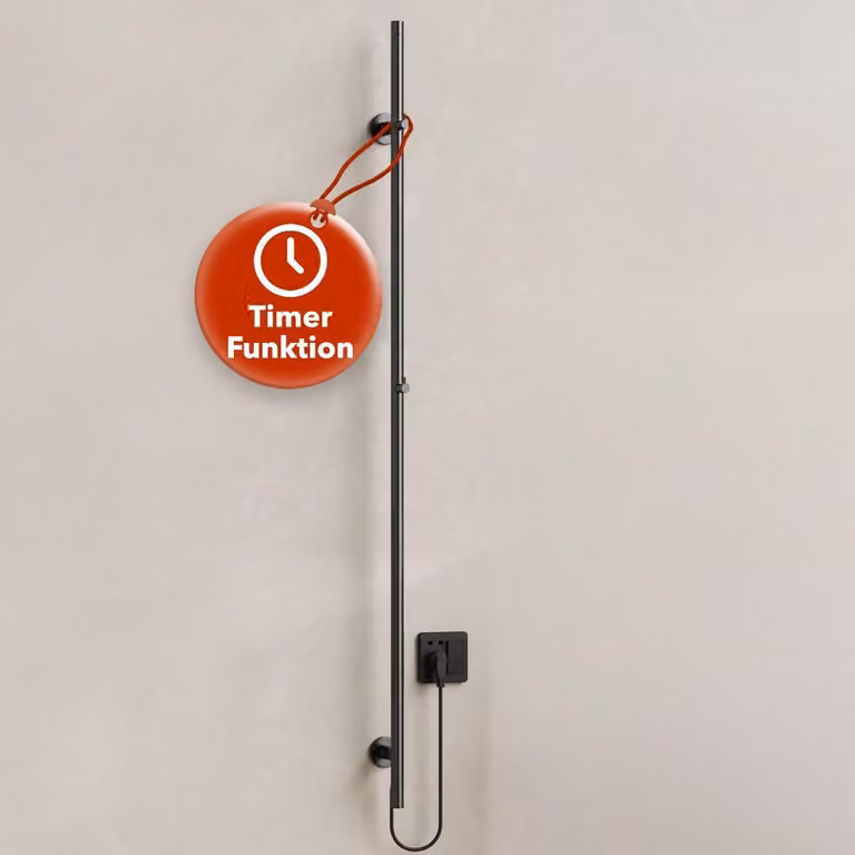 BELVIT asciugamano elettrico 150 cm 60 W con timer e 2 impostazioni di calore - scaldasalviette elettrico, a parete, 2 ganci, radiatore bagno