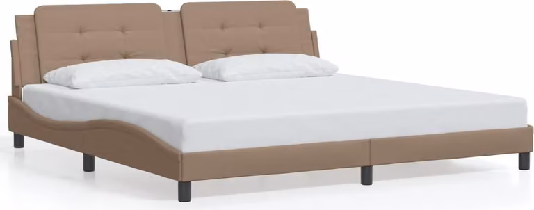 vidaXL Struttura letto senza materasso "Zadar" Marrone cappuccino 200x200 cm Ecopelle