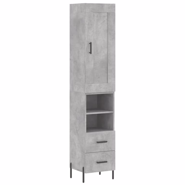 Credenza Grigio Cemento 34,5x34x180 cm in Legno Multistrato