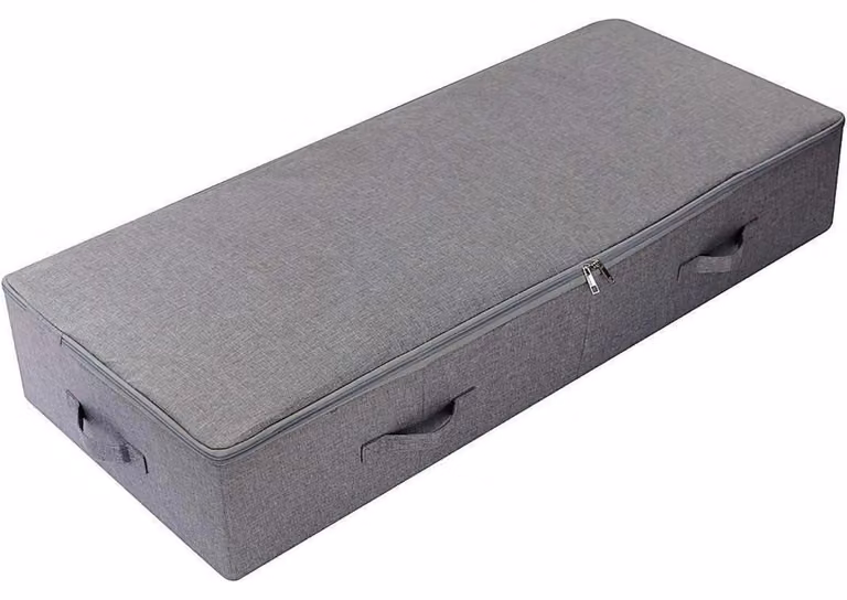 Contenitore di stoccaggio con coperchio, 100x43x18 cm, grigio scuro, antipolvere, traspirante, pieghevole