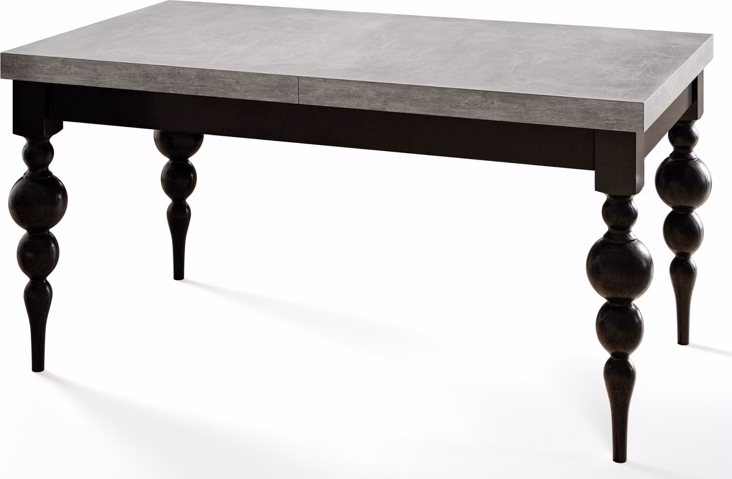 Tavolo rettangolare per sala da pranzo LENA, tavolo allungabile, dimensioni: 140-180X80X78,5 cm, colore tavolo da soggiorno: grigio, con gambe del tavolo in nero
