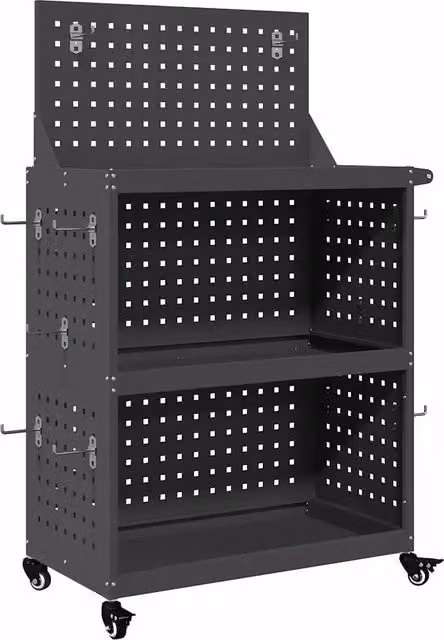 Carrello per attrezzi con scaffale nero in acciaio con ruote bloccabili L/P/H: 65 x 35 x 111 cm CFW9667007 – 1