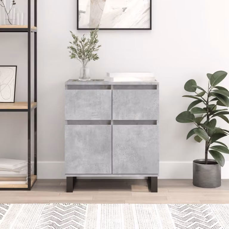 Credenza moderna vidaXL in legno e metallo, Grigio, L 60 cm x P 35 cm x H 70 cm