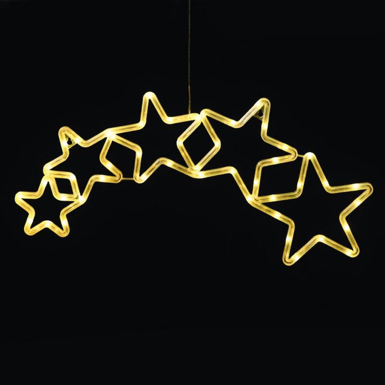 Luci natalizie ACA, 5 stelle, 47 LED bianco caldo, alimentazione a batterie (3x AA)/USB, grado di protezione IP20, 54 x 0,5 x 25 cm, X04471332