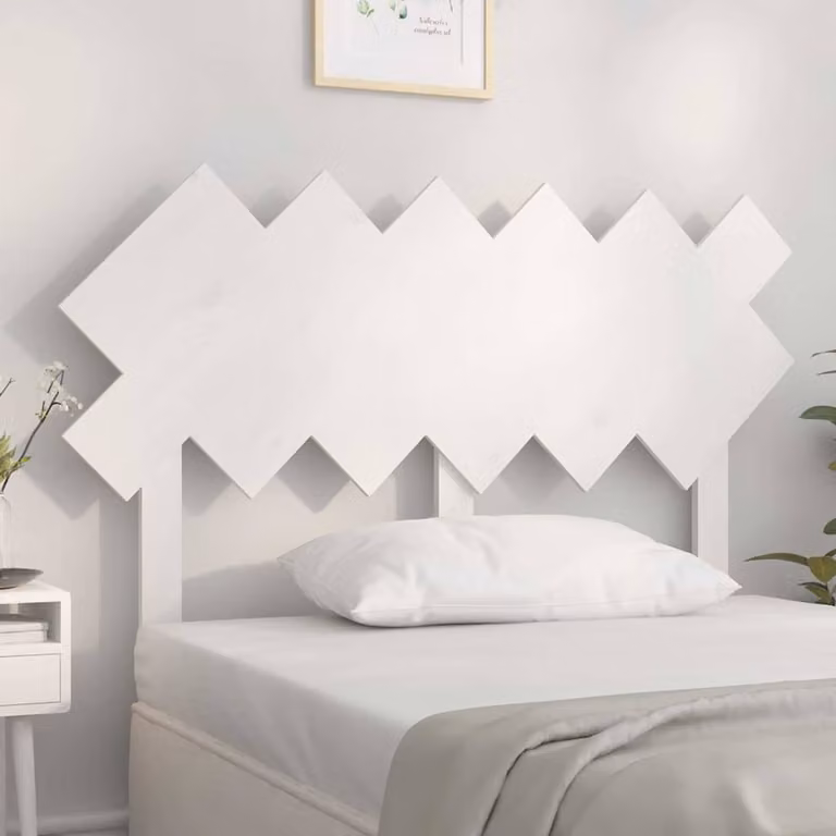 Testiera per letto vidaXL in legno massello di pino bianco, stile rustico, L 122,5 cm x P 3 cm x H 80,5 cm