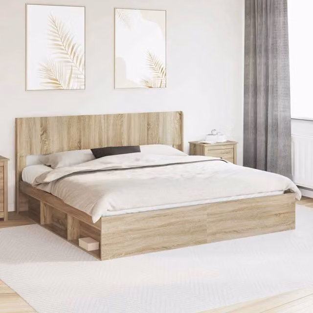 Struttura del letto con stoccaggio e testata 3 pcs-Giroletto con contenitore 502641