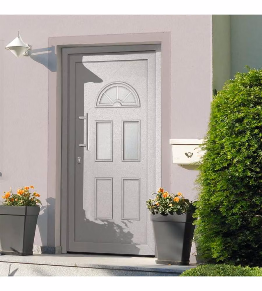Porta di Ingresso con Inserti in Vetro vidaXL Bianca L: 98 cm, H: 208 cm