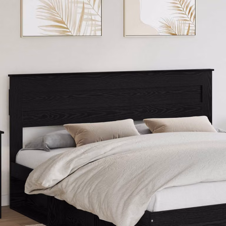 Testiera per letto vidaXL in legno ingegnerizzato rovere nero con finitura lucida e design minimalista, L: 183,0 cm, H: 30,8 cm (7,0 pollici), P: 30,8 cm (12,14 pollici)