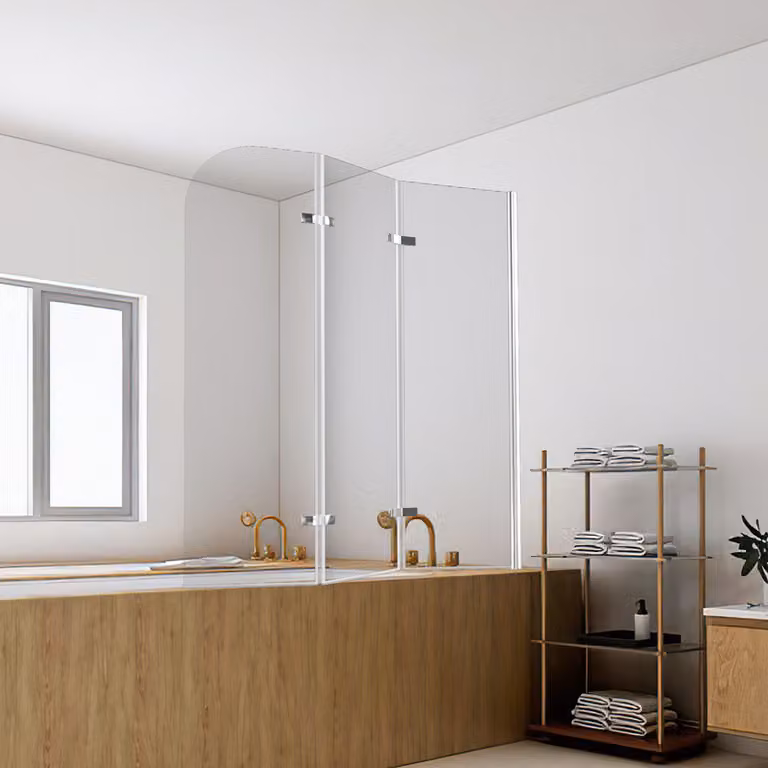 Clanmacy cabina doccia 120x140cm schermo pieghevole per vasca da bagno Attacco per vasca da bagno Schermo doccia pulito in vetro NANO Easy Clean da 6 mm