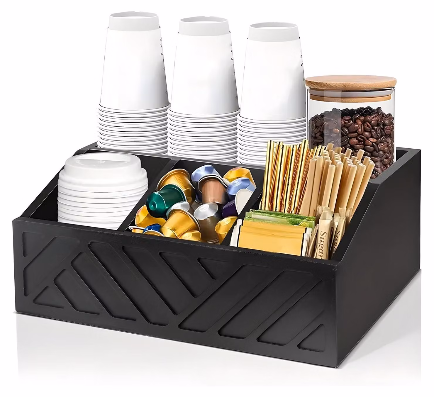 Scaffale in legno per la conservazione del caffè - Organizzatore per la zona caffè e il set da tè