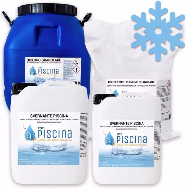 KIT mix Chimici per Chiusura Invernale piscina Volume piscina: Da 100 a 200 m³