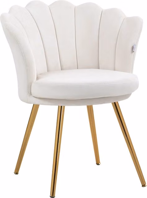 Poltrona Minimal in velluto color beige con gambe in metallo dorato lucido