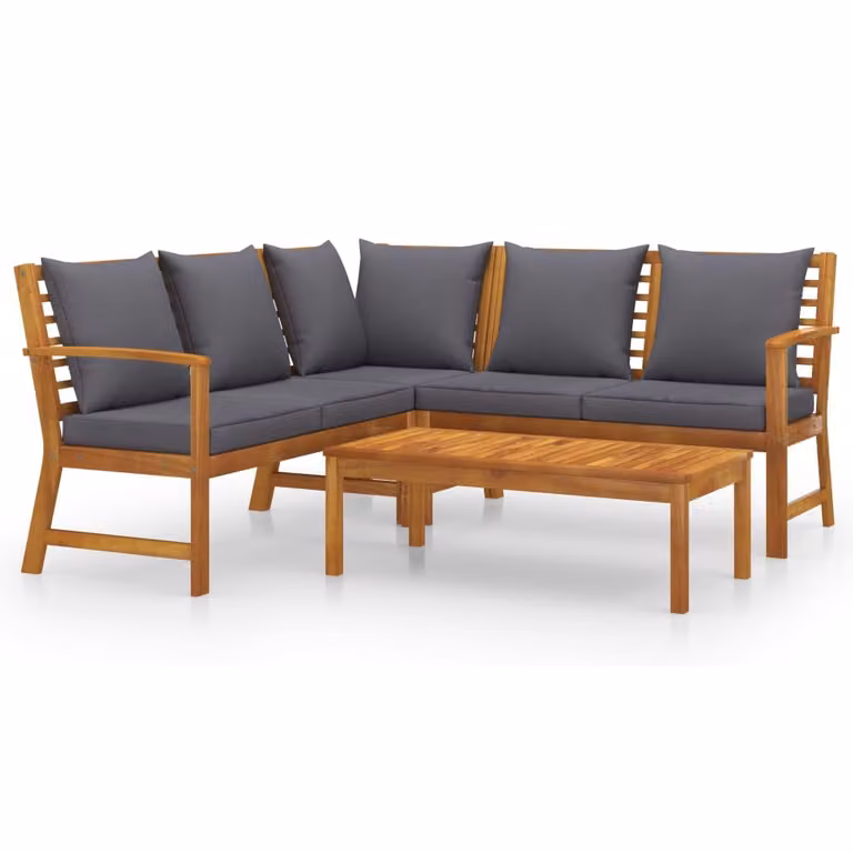 Set Divani da Giardino 4 pz con Cuscini in Massello di Acacia