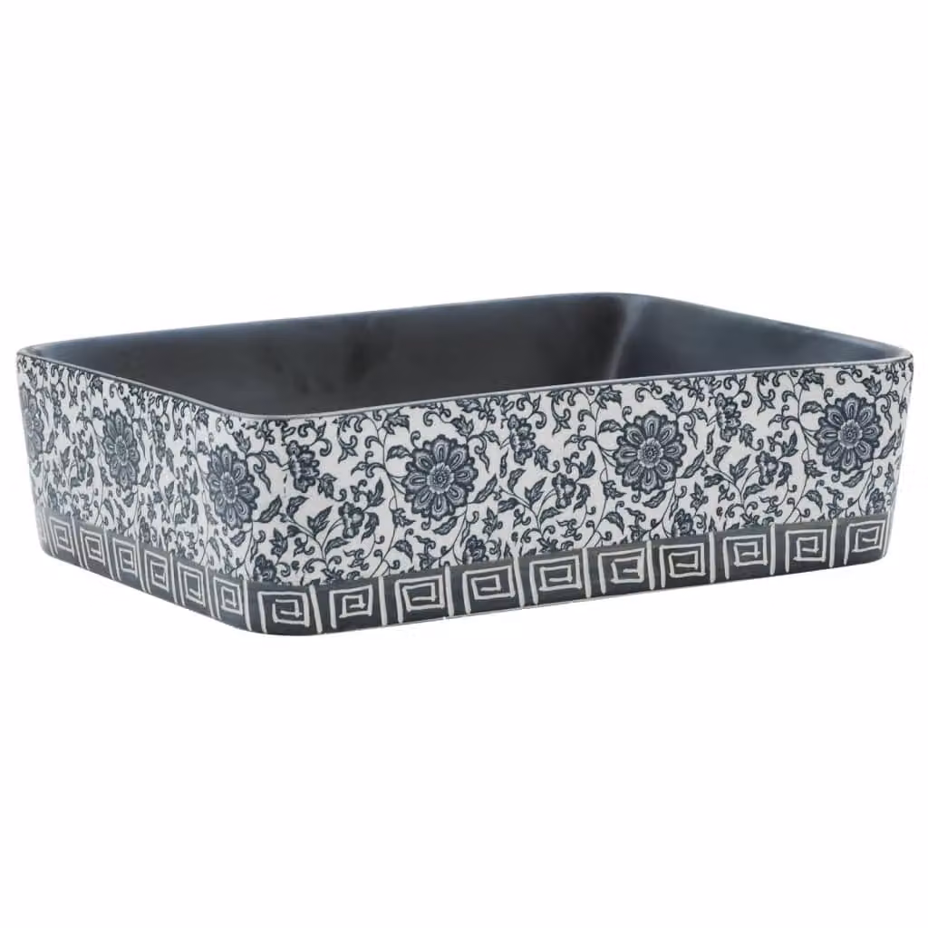 Lavabo Appoggio Nero e Blu Rettangolare 46x35,5x13 cm Vetroceramica