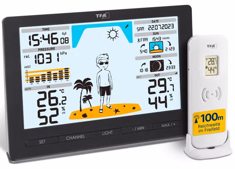 Stazione meteorologica TFA Dostmann Funk METEO JACK con sensore esterno, esclusiva di Amazon