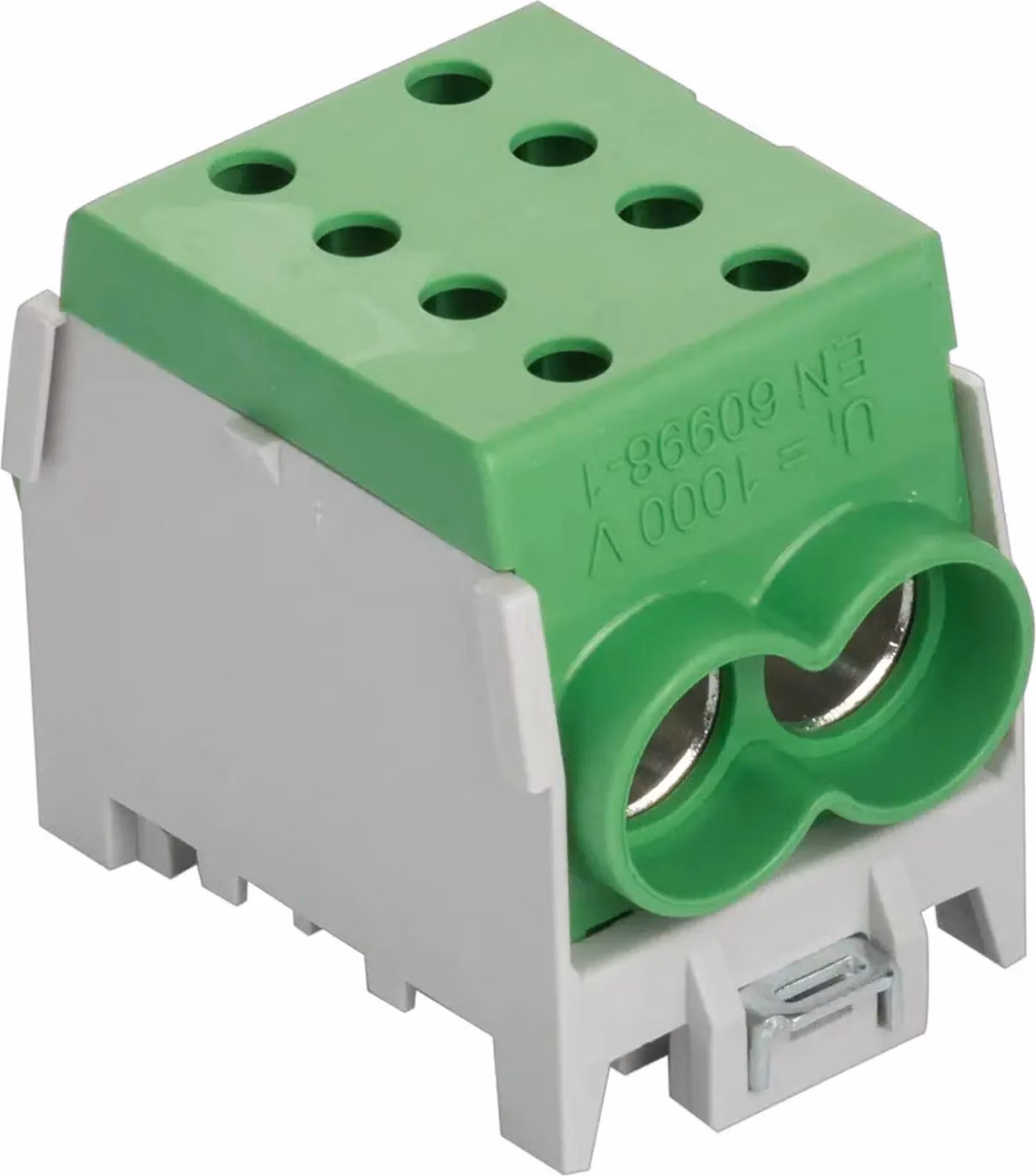 Morsetto di derivazione Pollmann per linea principale, 1 polo, 1 ingresso 2x70², 1 uscita 2x70mm², verde, 1 pz.