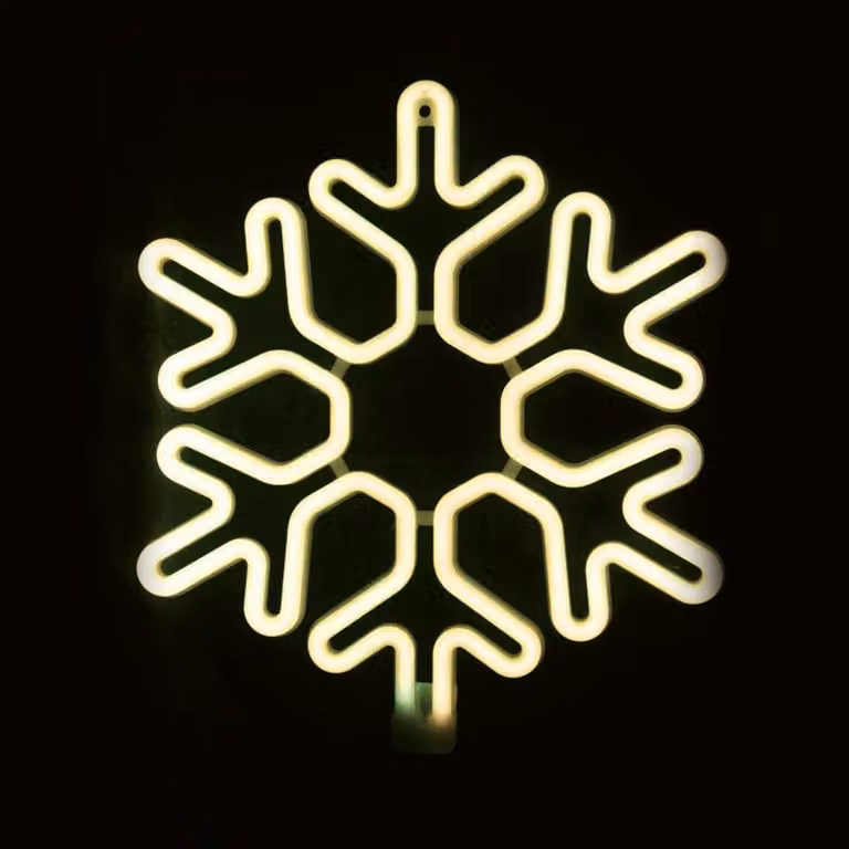 ACA Decorazione natalizia luminosa da esterno a forma di fiocco di neve, 300 LED, doppio tubo al neon lungo 3 m, bianco caldo, IP44, 40 x 40 cm, cavo di alimentazione lungo 1,5 m X0830014111