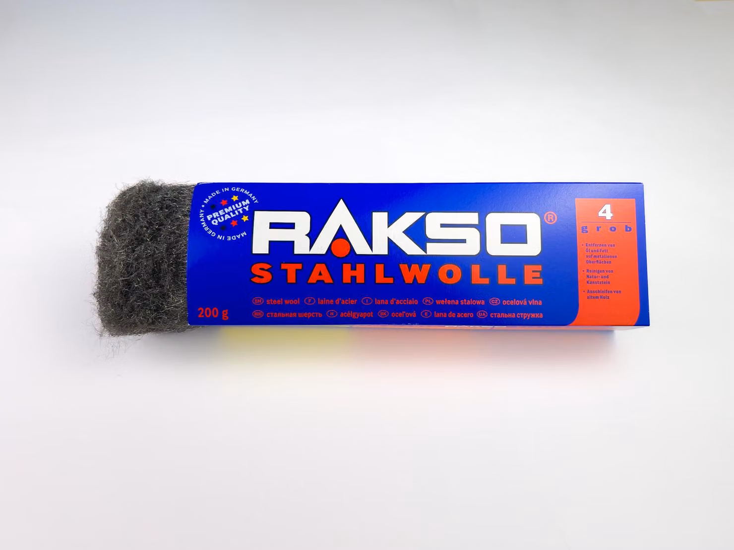 RAKSO, confezione da 200 grammi di lana d'acciaio, tipo 4