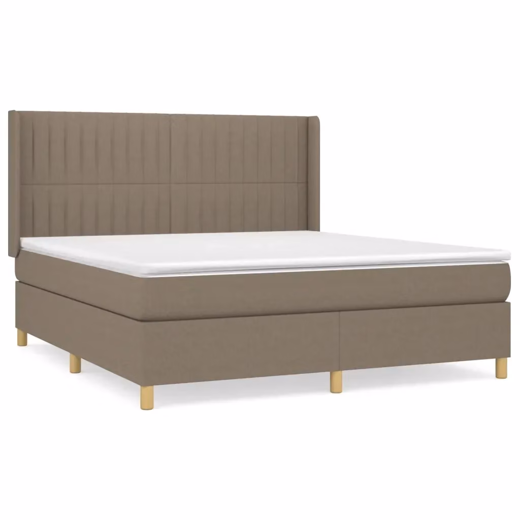 Giroletto a Molle con Materasso vidaXL in Tessuto Beige e Bianco L/P/H: 160 x 200 x 163 cm – 2