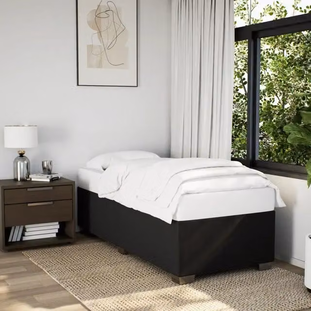Giroletto vidaXL in tessuto nero con doghe in legno L/P: 90 x 190 cm