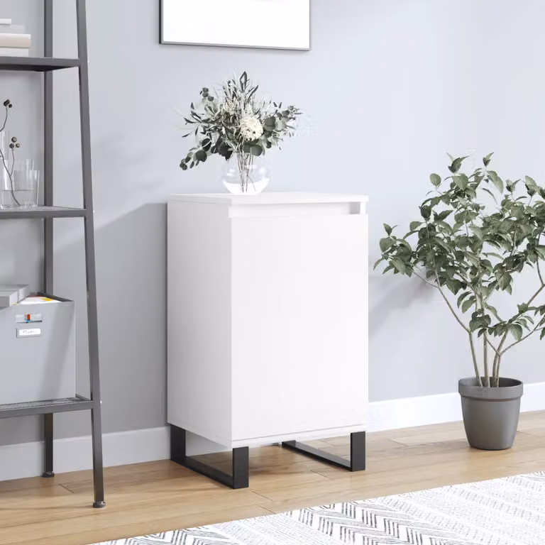 Credenza moderna bianca vidaXL a parete in legno e metallo L 40 cm, P 35 cm, H 70 cm