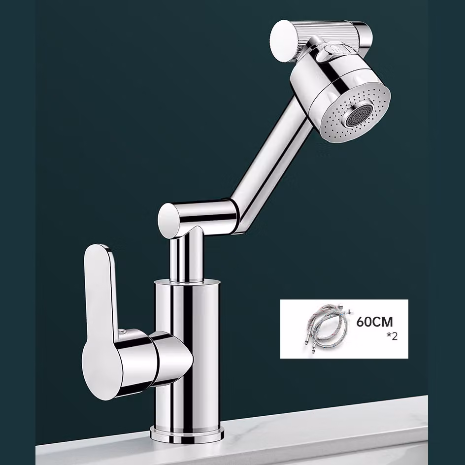 Miscelatore da lavabo ZELURXX, orientabile in tre dimensioni con angoli multipli, regolabile in altezza, utilizzabile in cucina, bagno, balcone, diametro 4 cm