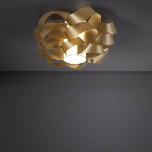 Plafoniera una luce CLOUD Oro diametro 60x h28 cm
