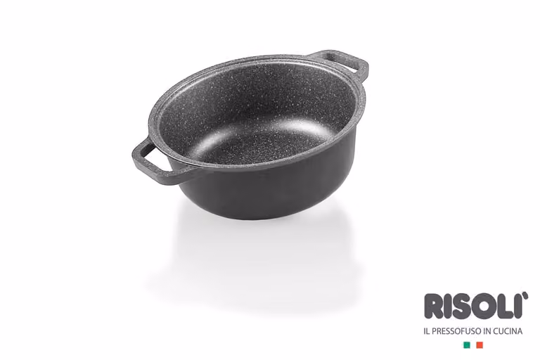 Casseruola Granito Hard Stone in alluminio pressofuso con due maniglie e due presine, diam. 24cm