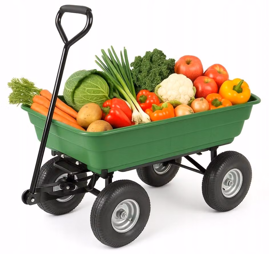 Carrello a mano - Carrello pieghevole - Carrello da giardino WO01 - 90 L - Verde scuro - Multifunzionale - Elevata capacità di carico: 250 kg