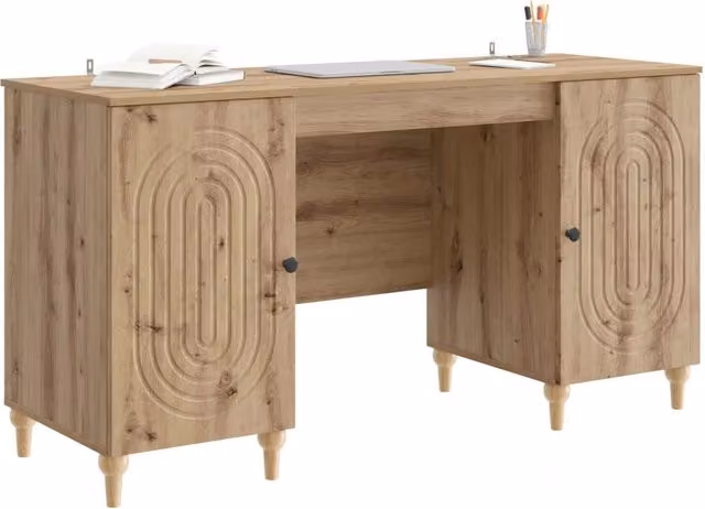 Scrivania | Tavolo da Ufficio con lo scaffale Rovere Artigianale 142,5 x 50 x 75 cm