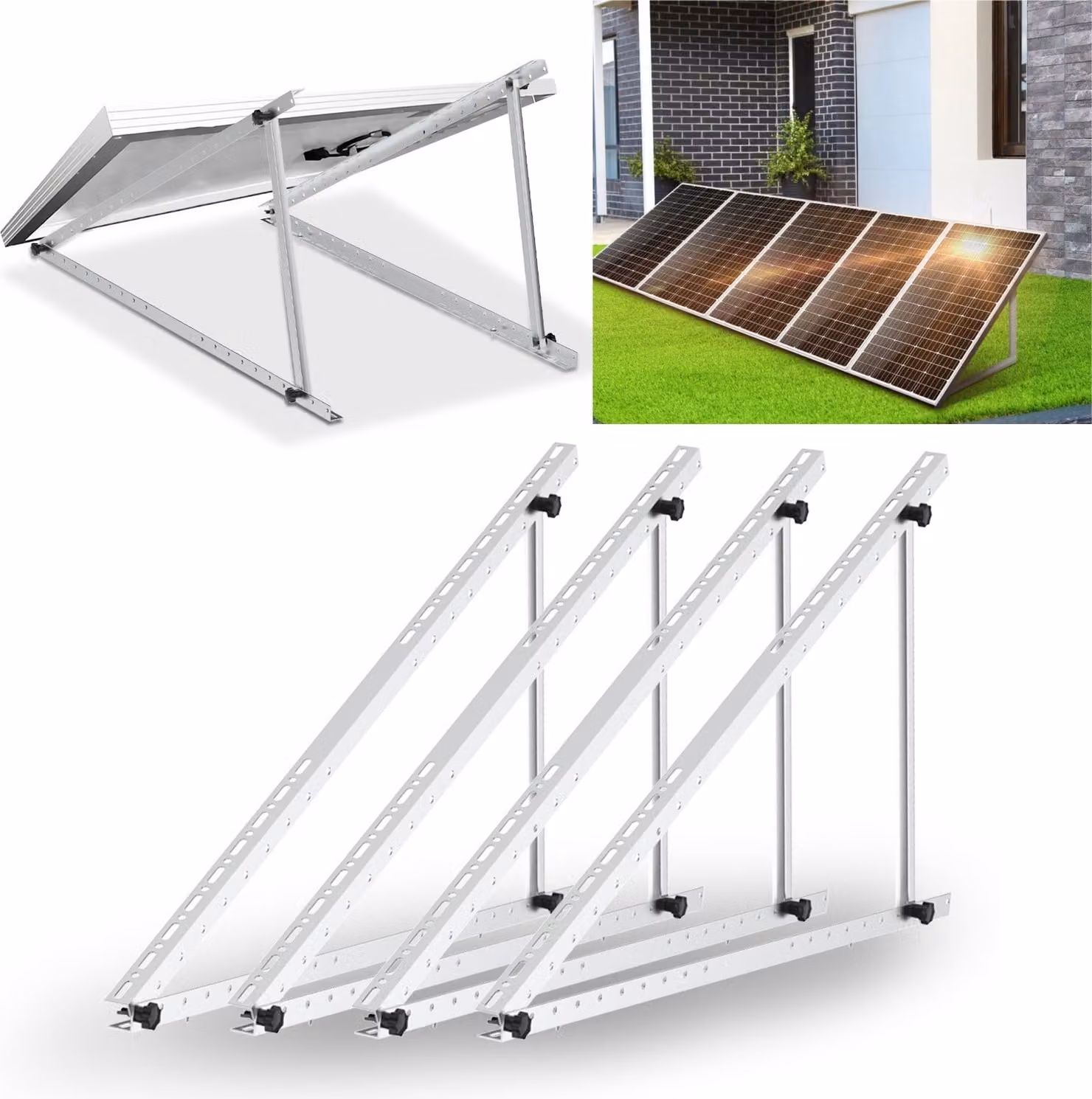 Staffa solare per tetto piano 118cm Staffa per moduli solari Staffa per centrale elettrica da balcone Angolo 0-90 gradi 1 coppia