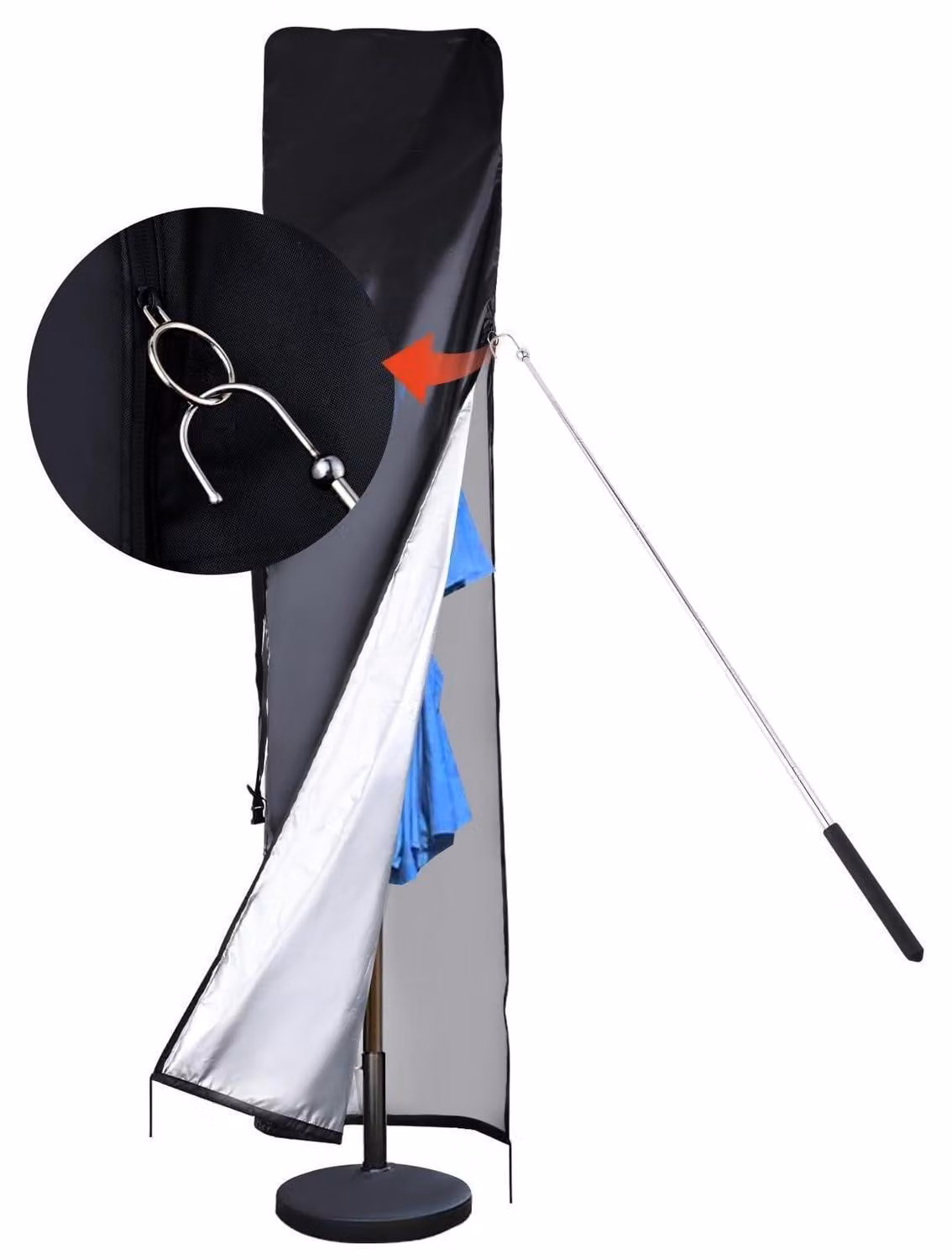 Copertura protettiva impermeabile per ombrellone, realizzata in tessuto Oxford 420D, adatta per ombrelloni a vela o doppi ombrelloni, dimensioni 230x52x62 cm