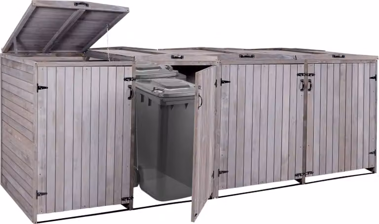 Contenitore per rifiuti XL 4/8 posti HWC-H74, contenitore per rifiuti, espandibile 126x316x98cm Legno ~ grigio antracite