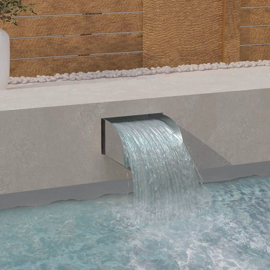 vidaXL Cascata Rettangolare in Acciaio Inox Color Argento L/P/H: 30 x 34 x 14 cm
