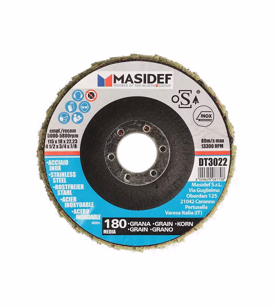 Disco abrasivo lamellare D.115x18mm gr 180 inox