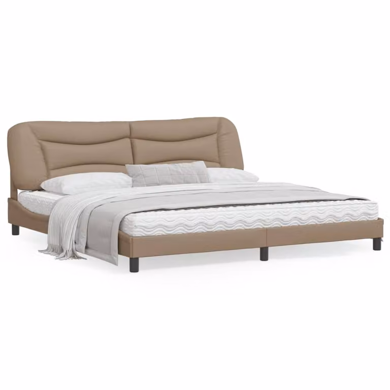 The Living Store Struttura letto con LED cappuccino-marrone 200x200 cm in ecopelle