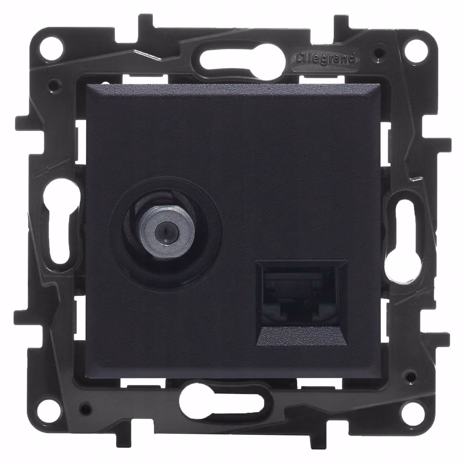 Antenna e presa internet Legrand Niloe, colore nero, con connettore RJ45, tipo F