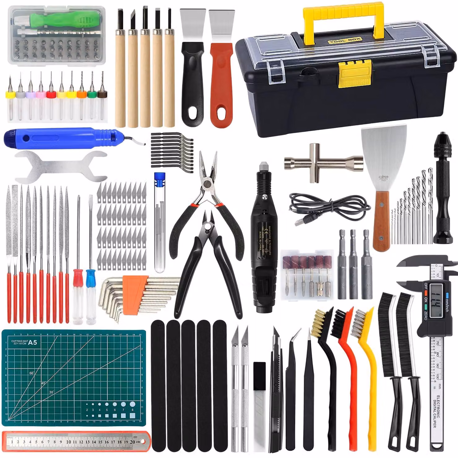 Kit di strumenti per stampante 3D, 201 pezzi, set per la rifinitura e la pulizia dei modelli