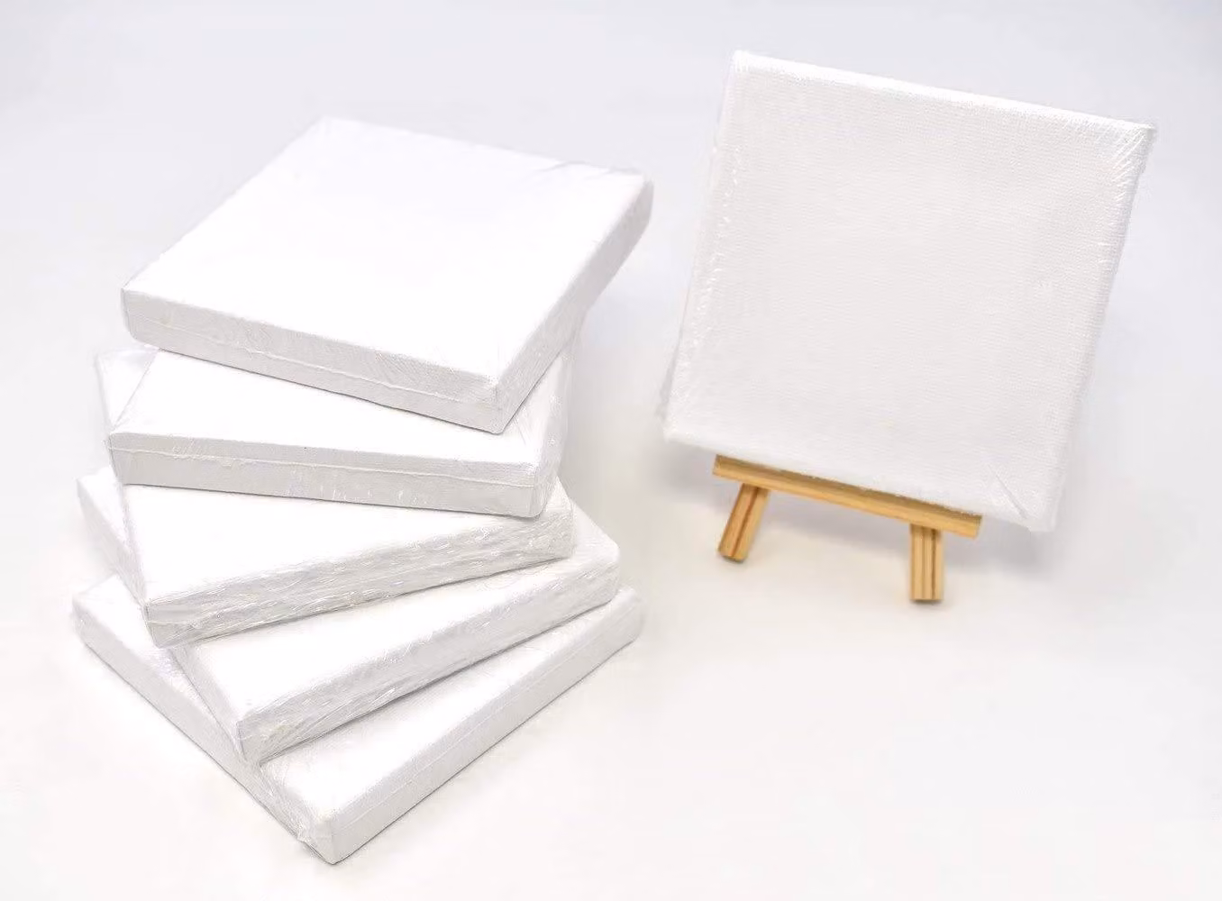 Omgoods - Set di 6 mini tele da 10 x 10 cm con cavalletto